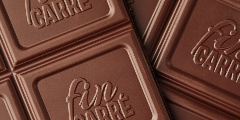 Detail-Aufnahme der Fin Carré Schokolade